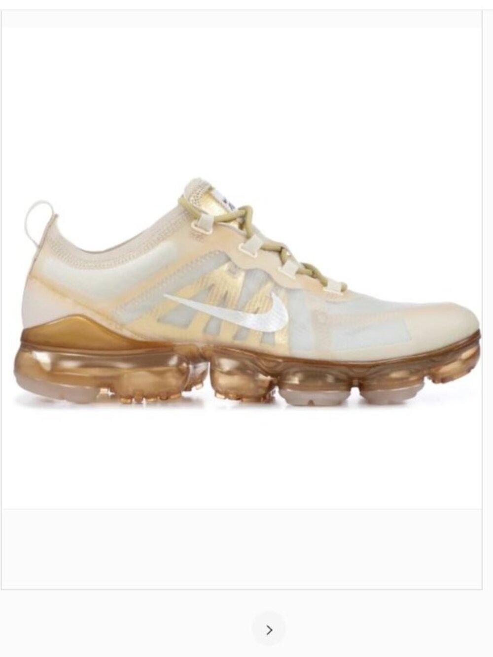 Nike Air VaporMax 2018 White Gold Trainers Sneakers Size 6.5 Women's Metallic